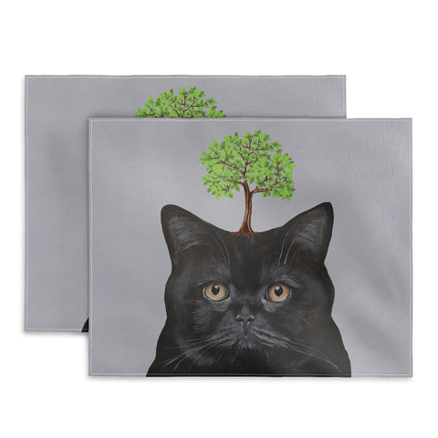Coco de Paris A black cat with a tree Placemat