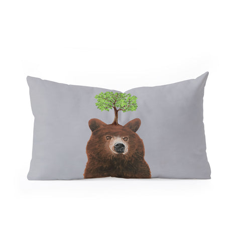 Coco de Paris A brown bear with a tree Oblong Throw Pillow
