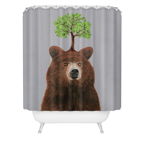 Coco de Paris A brown bear with a tree Shower Curtain