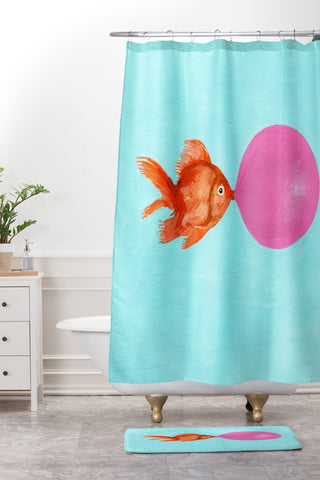 Coco de Paris A bubblegum goldfish Shower Curtain And Mat