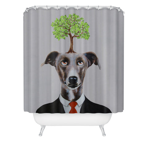 Coco de Paris A greyhound with a tree Shower Curtain
