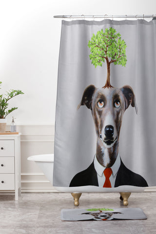 Coco de Paris A greyhound with a tree Shower Curtain And Mat