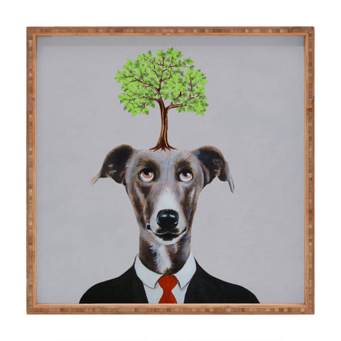 Coco de Paris A greyhound with a tree Square Tray