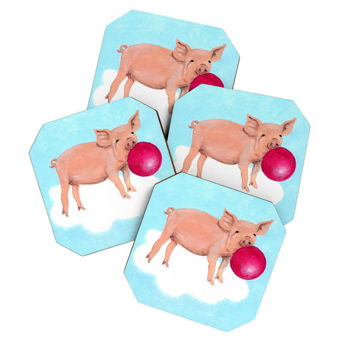 Coco de Paris A piggy with bubblegum Coaster Set