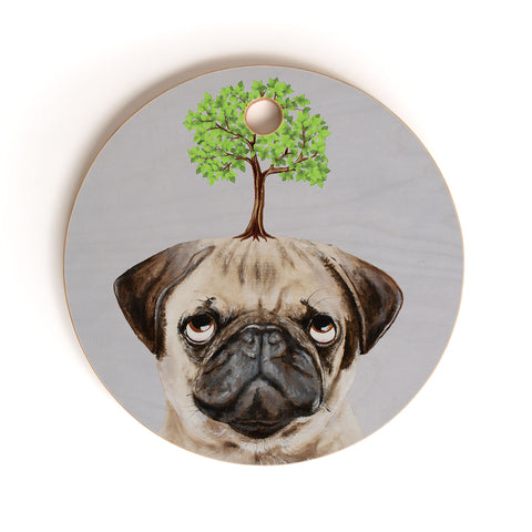 Coco de Paris A pug with a tree Cutting Board Round