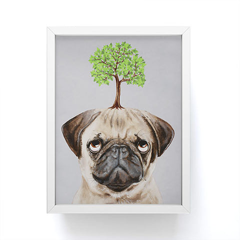Coco de Paris A pug with a tree Framed Mini Art Print