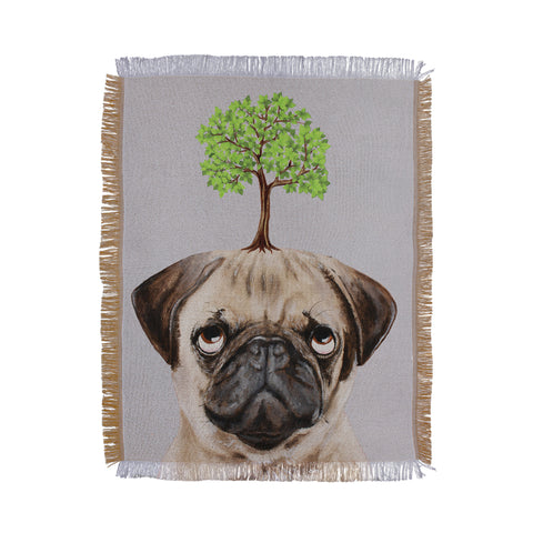 Coco de Paris A pug with a tree Throw Blanket