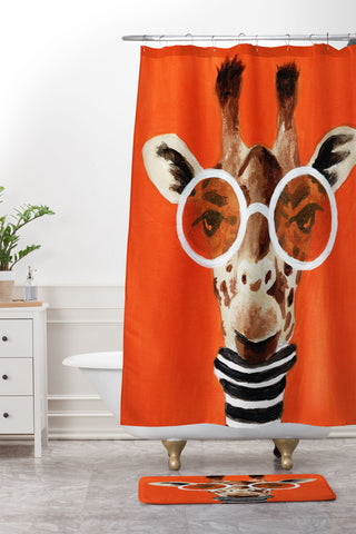 Coco de Paris A stripy Giraffe Shower Curtain And Mat