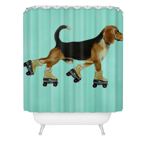 Coco de Paris Beagle Rollerskater Shower Curtain