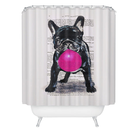 Coco de Paris Bulldog With Bubblegum 01 Shower Curtain