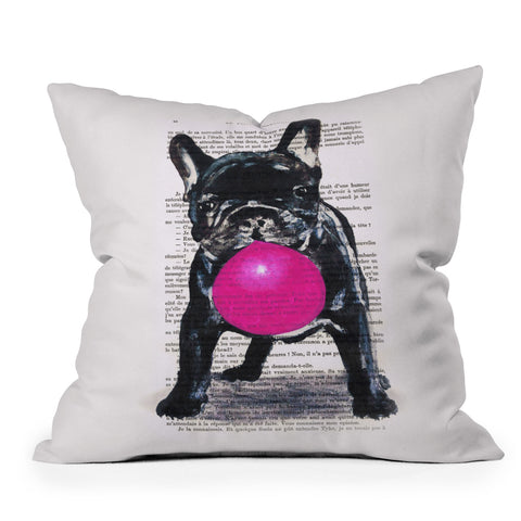 Coco de Paris Bulldog With Bubblegum 01 Throw Pillow