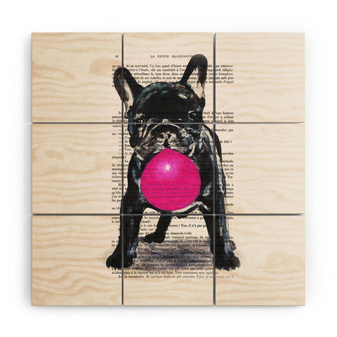 Coco de Paris Bulldog With Bubblegum 01 Wood Wall Mural