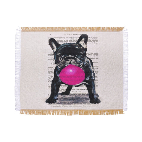 Coco de Paris Bulldog With Bubblegum 01 Throw Blanket