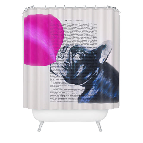 Coco de Paris Bulldog With Bubblegum 02 Shower Curtain