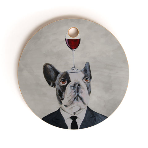 Coco de Paris Bulldog with wineglass Cutting Board Round