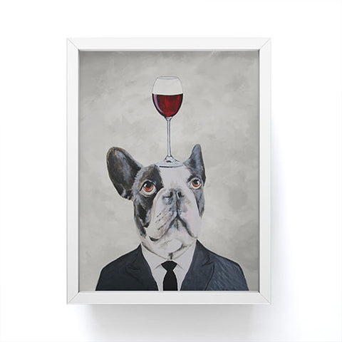 Coco de Paris Bulldog with wineglass Framed Mini Art Print