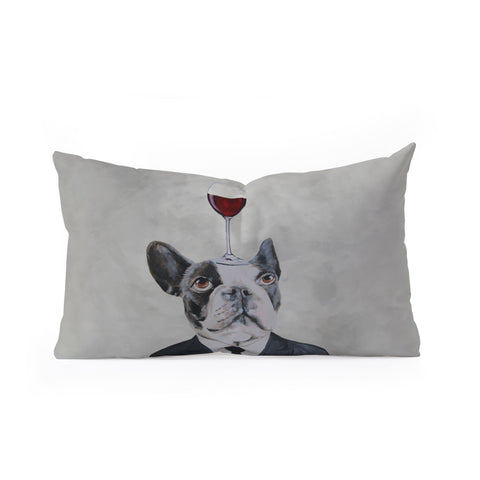 Coco de Paris Bulldog with wineglass Oblong Throw Pillow