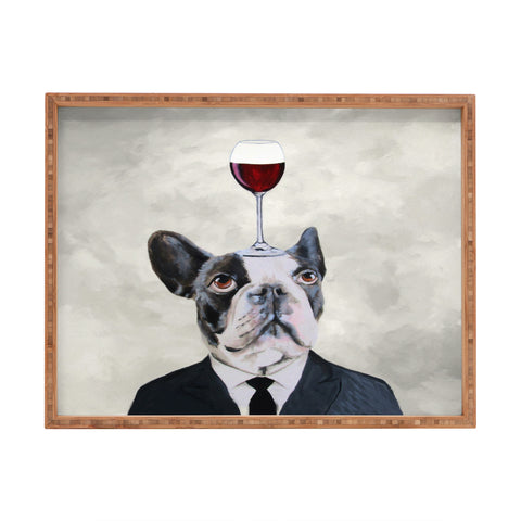 Coco de Paris Bulldog with wineglass Rectangular Tray