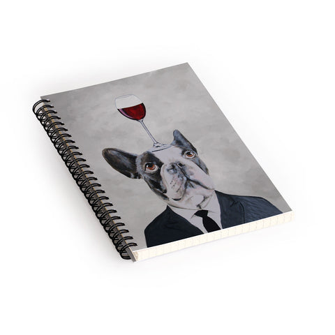 Coco de Paris Bulldog with wineglass Spiral Notebook