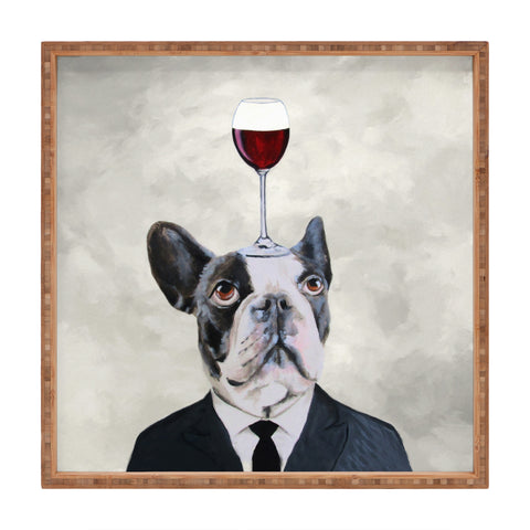 Coco de Paris Bulldog with wineglass Square Tray