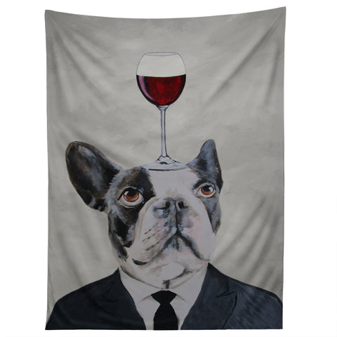 Coco de Paris Bulldog with wineglass Tapestry