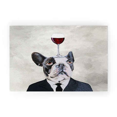 Coco de Paris Bulldog with wineglass Welcome Mat