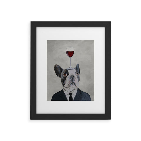 Coco de Paris Bulldog with wineglass Framed Art Print