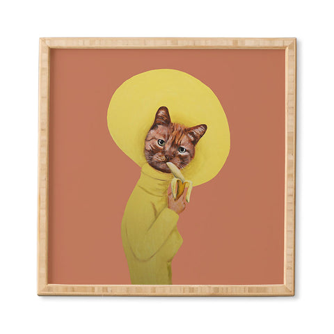 Coco de Paris Cat eating banana Framed Wall Art