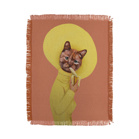 Coco de Paris Cat eating banana Throw Blanket