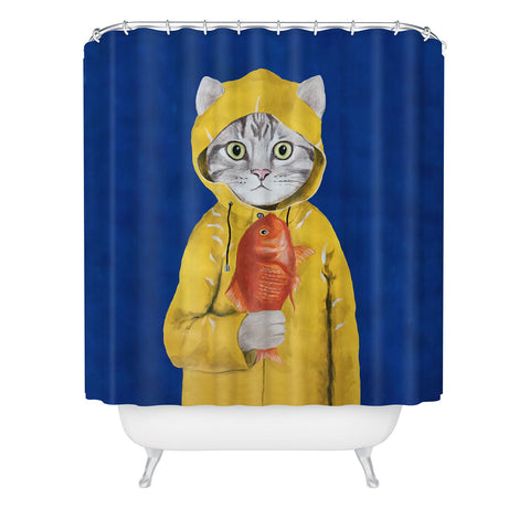 Coco de Paris Cat with fish Shower Curtain