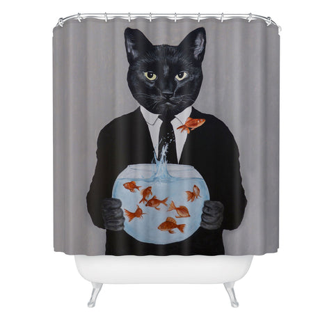 Coco de Paris Cat with fishbowl Shower Curtain