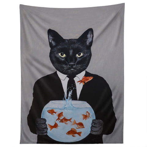 Coco de Paris Cat with fishbowl Tapestry