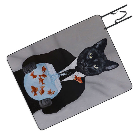 Coco de Paris Cat with fishbowl Picnic Blanket