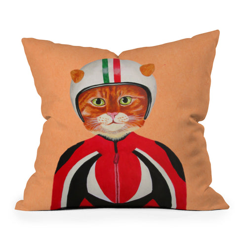 Coco de Paris Cat with helmet Throw Pillow