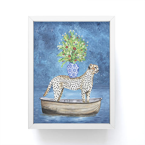 Coco de Paris Cheetah with flowers Framed Mini Art Print