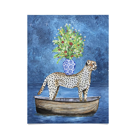 Coco de Paris Cheetah with flowers Poster