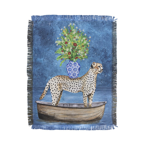 Coco de Paris Cheetah with flowers Throw Blanket