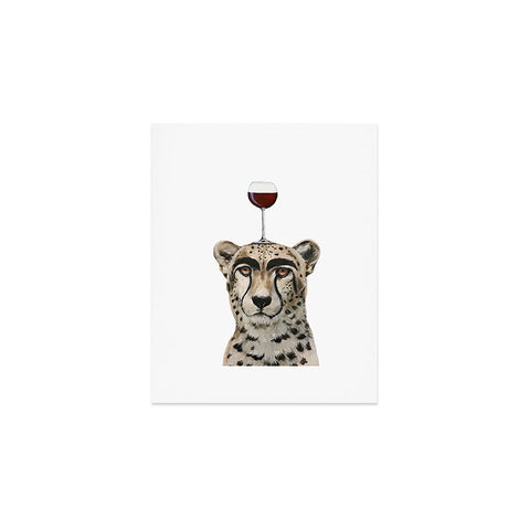 Coco de Paris Cheetah with wineglass Art Print