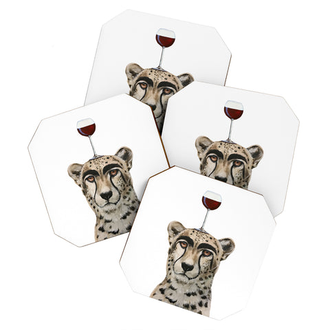 Coco de Paris Cheetah with wineglass Coaster Set