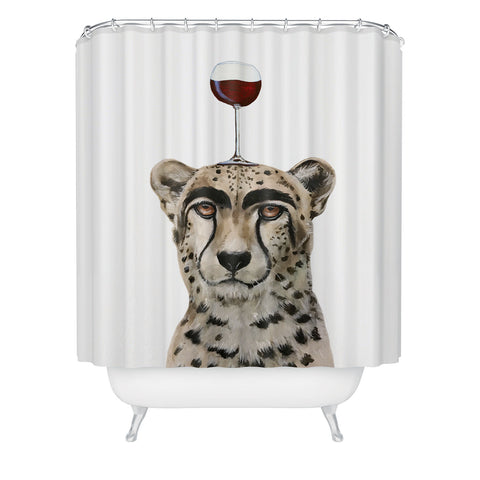 Coco de Paris Cheetah with wineglass Shower Curtain