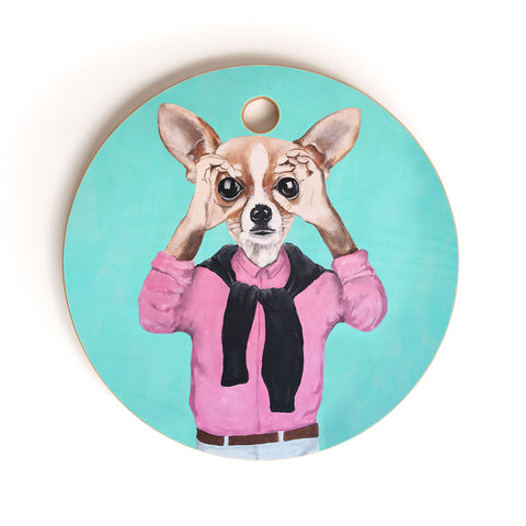 Coco de Paris Chihuahua is looking Cutting Board Round