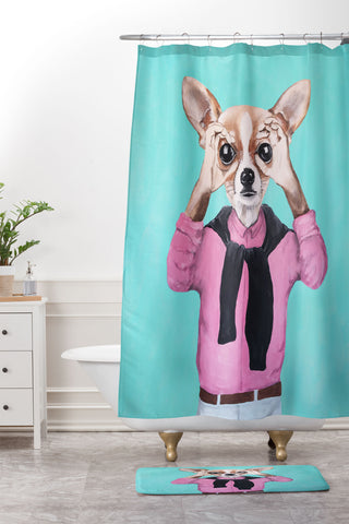 Coco de Paris Chihuahua is looking Shower Curtain And Mat