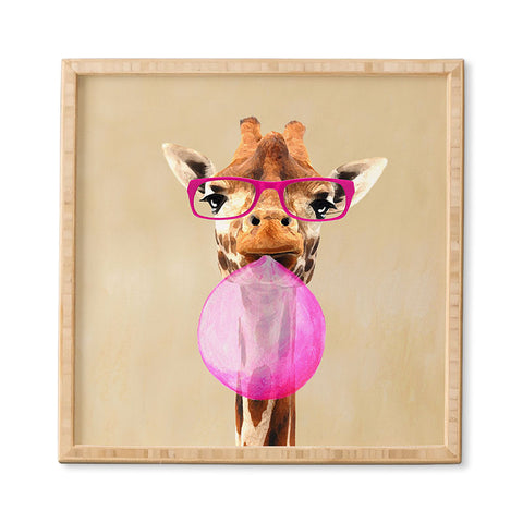 Coco de Paris Clever giraffe with bubblegum Framed Wall Art