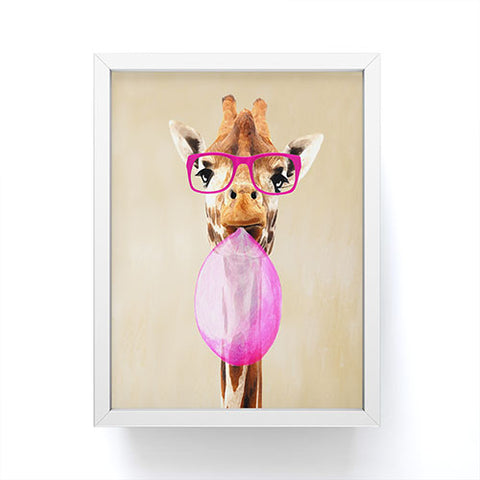 Coco de Paris Clever giraffe with bubblegum Framed Mini Art Print