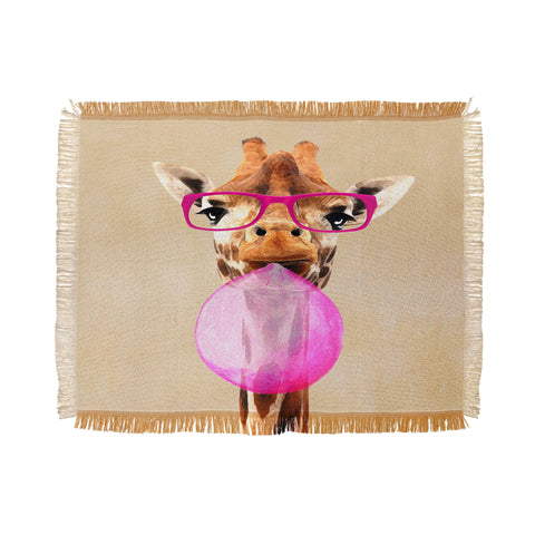 Coco de Paris Clever giraffe with bubblegum Throw Blanket