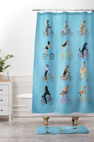 Coco de Paris Cycling Dogs Shower Curtain And Mat