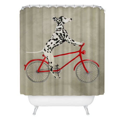 Coco de Paris Dalmatian on bicycle Shower Curtain