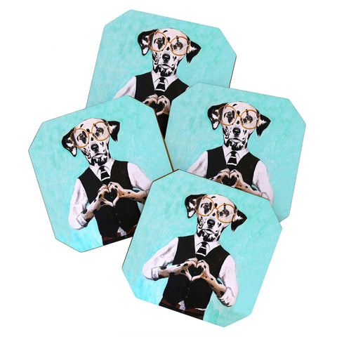 Coco de Paris Dalmatian with finger heart Coaster Set