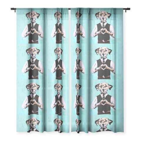 Coco de Paris Dalmatian with finger heart Sheer Window Curtain