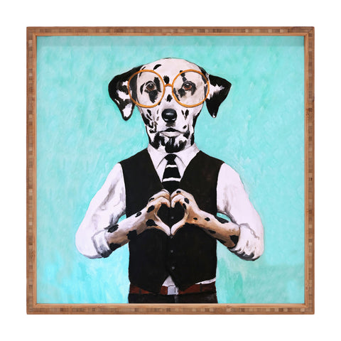 Coco de Paris Dalmatian with finger heart Square Tray